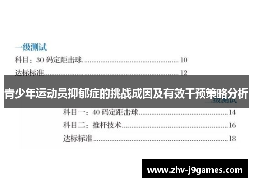 青少年运动员抑郁症的挑战成因及有效干预策略分析