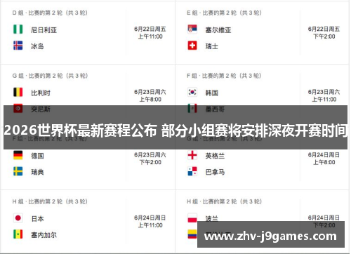 2026世界杯最新赛程公布 部分小组赛将安排深夜开赛时间 2026世界杯最新赛程公布 部分小组赛将安排深夜开赛时间
